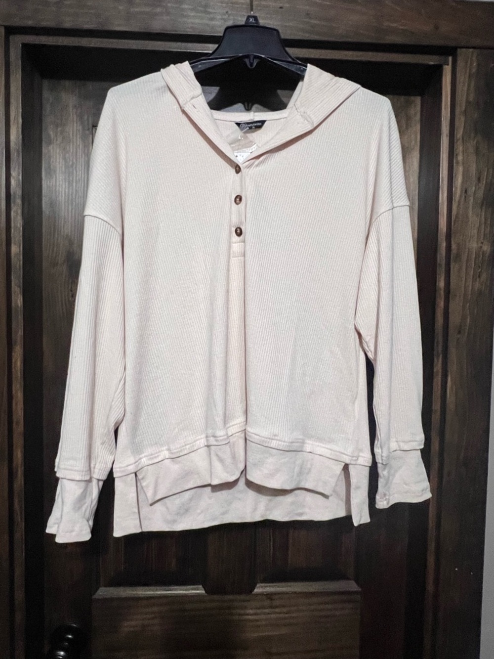 Relaxed Hooded Henley Sweatshirt oversized NWT